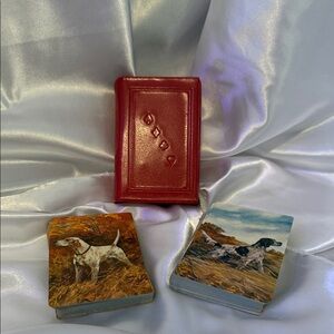 Vintage Sheppard AFB Credit Union Red Double Deck Playing Card Holder & Cards